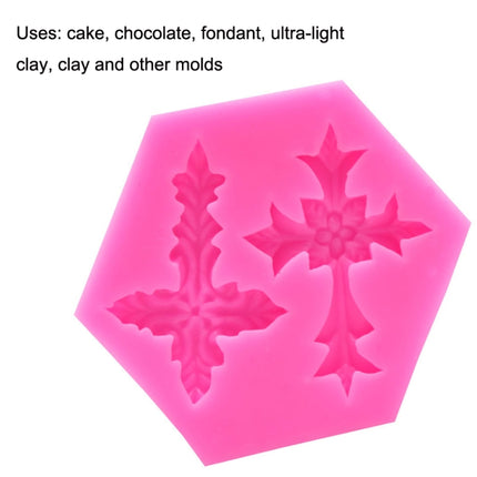 4 PCS Cross Shape Silicone Fondant Cake Mold Baking Tool(Pink)-garmade.com