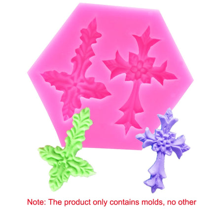 4 PCS Cross Shape Silicone Fondant Cake Mold Baking Tool(Pink)-garmade.com