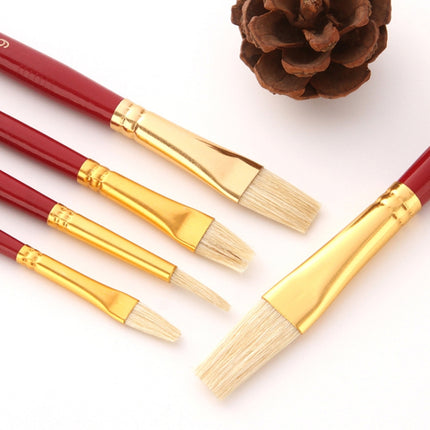 Zhu Ting 10PCS/Set Wooden Handle Bristle Oil Painting Gouache Set(Red Pole Black Bag)-garmade.com