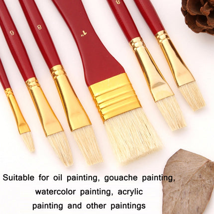 Zhu Ting 10PCS/Set Wooden Handle Bristle Oil Painting Gouache Set(Red Pole Black Bag)-garmade.com