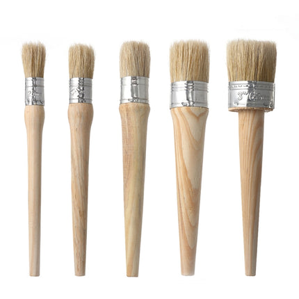 Round Head Long Handle Paintbrush Bristle Wood Handle Brush, Diameter: 25mm-garmade.com
