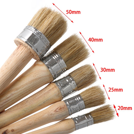Round Head Long Handle Paintbrush Bristle Wood Handle Brush, Diameter: 25mm-garmade.com