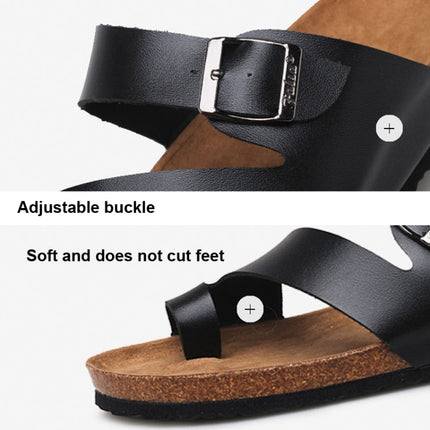 Couple Cork Slippers Men Summer Flip-flops Beach Sandals, Size: 42(Black)-garmade.com