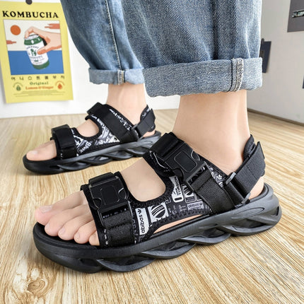 Casual Open Toe Breathable Beach Slippers Beach Sandals For Men, Size: 39(Black)-garmade.com