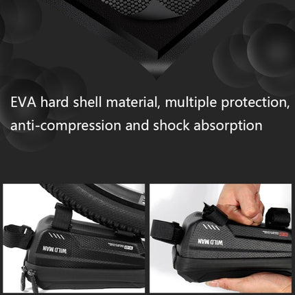 WILD MAN X2 1L Hard Shell EVA Bicycle Front Beam Bag(Black)-garmade.com