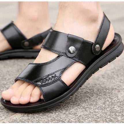 Non-slip Outer Wear Dual-use Sandals Slippers Men Casual Beach Shoes, Size: 40(Black)-garmade.com