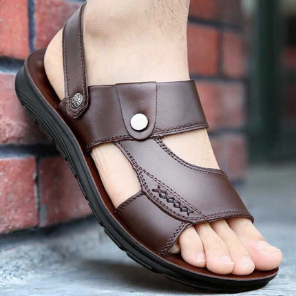 Non-slip Outer Wear Dual-use Sandals Slippers Men Casual Beach Shoes, Size: 40(Coffee Brown)-garmade.com