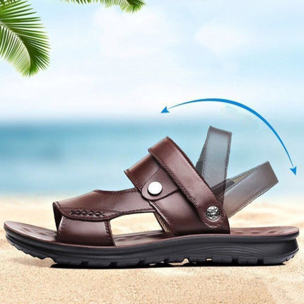 Non-slip Outer Wear Dual-use Sandals Slippers Men Casual Beach Shoes, Size: 40(Coffee Brown)-garmade.com