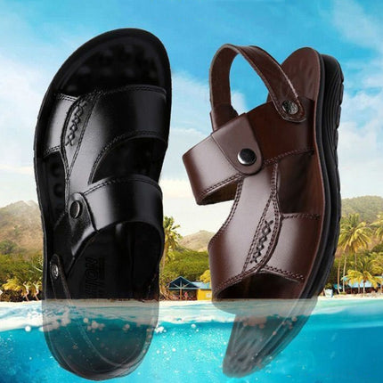 Non-slip Outer Wear Dual-use Sandals Slippers Men Casual Beach Shoes, Size: 41(Black)-garmade.com