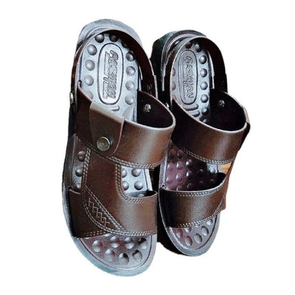 Non-slip Outer Wear Dual-use Sandals Slippers Men Casual Beach Shoes, Size: 44(Coffee Brown)-garmade.com