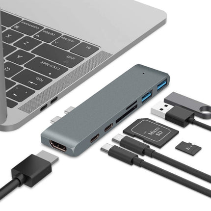 7 In 1 100W USB 3.1 To 20VPD+Card Reader Data+HUB+HDMI 4K Converter(Gray)-garmade.com