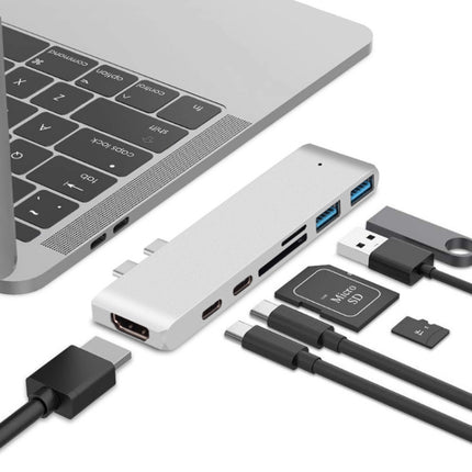 7 In 1 100W USB 3.1 To 20VPD+Card Reader Data+HUB+HDMI 4K Converter(Silver)-garmade.com