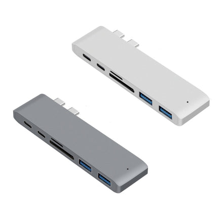USB-C To HDMI Splitter Docking Station Card Reader, Specification： 6 in 1 Silver-garmade.com