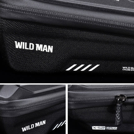WILD MAN XS2 1L EVA Hard Shell Cycling Rainproof Bicycle Bag(Black Red)-garmade.com