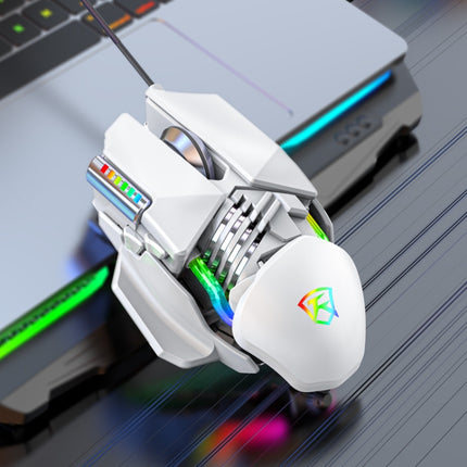 Y-FRUITFUL P3 6 Keys RGB Lighting Adjustable Wired Mouse(White)-garmade.com