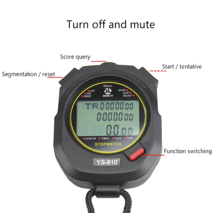 YS Electronic Stopwatch Timer Training Running Watch, Style: YS-860 60 Memories (Black)-garmade.com