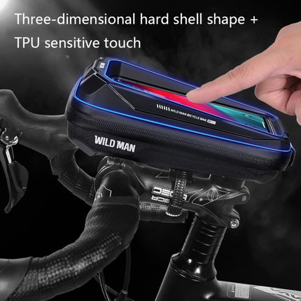 WILD MAN MS33 0.6L Mountain Bike Hard Shell Phone Touch Screen Handlebar Bag(Black)-garmade.com