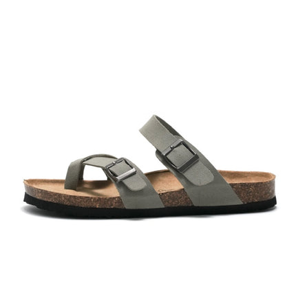 Ruizu Couple Cork Slippers Beach Shoes Flip Flops, Size: 35(Grey)-garmade.com