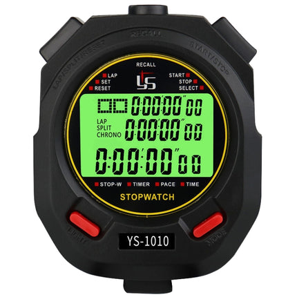 YS 3 Rows Display Luminous Stopwatch Timer Training Referee Stopwatch, Style: YS-1010 10 Memories-garmade.com