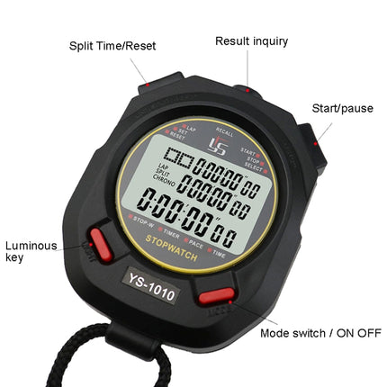 YS 3 Rows Display Luminous Stopwatch Timer Training Referee Stopwatch, Style: YS-1030 30 Memories-garmade.com