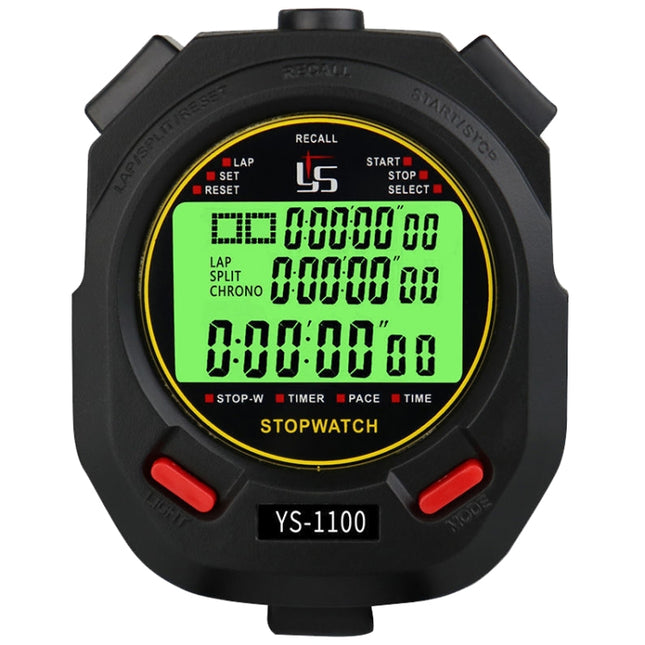 YS 3 Rows Display Luminous Stopwatch Timer Training Referee Stopwatch, Style: YS-1100 100 Memories-garmade.com