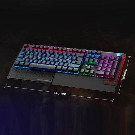 LANGTU K1000 104 Keys Luminous Wired Keyboard, Cable Length: 1.5m(Black Black Shaft Ice Blue Light)-garmade.com