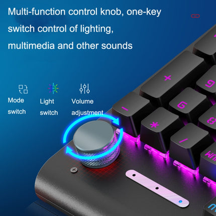 LANGTU K1000 104 Keys Luminous Wired Keyboard, Cable Length: 1.5m(Black Black Shaft Ice Blue Light)-garmade.com