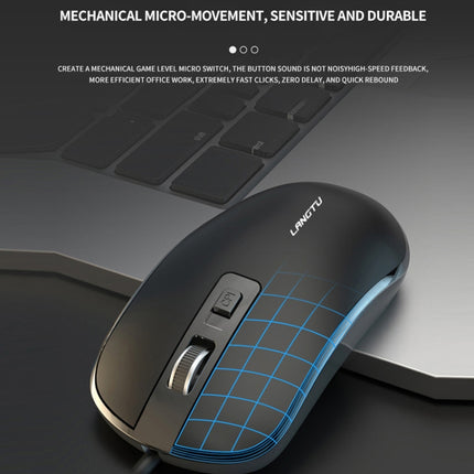 LANGTU T4 4 Keys 1600DPI Game Office USB Universal Wired Mute Mouse, Cable Length: 1.5m(Black)-garmade.com