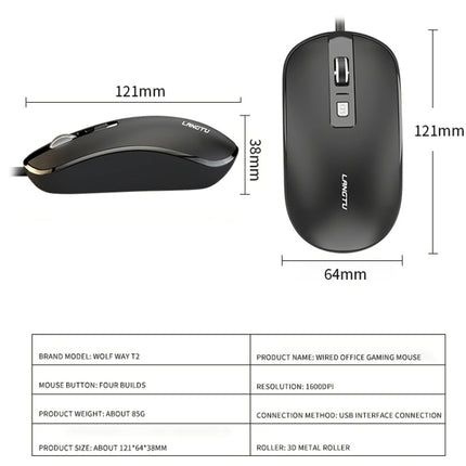 LANGTU T4 4 Keys 1600DPI Game Office USB Universal Wired Mute Mouse, Cable Length: 1.5m(Pink)-garmade.com