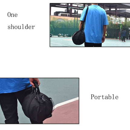 One-shoulder Two-way Opening Zipper Basketball Volleyball Football Bag Sports Ball Bag(Black )-garmade.com