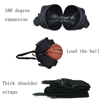 One-shoulder Two-way Opening Zipper Basketball Volleyball Football Bag Sports Ball Bag(Black )-garmade.com
