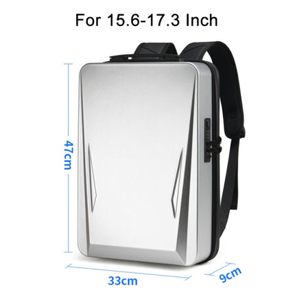 Men PC Hard Shell Gaming Computer Backpack For 15.6-17.3 Inch(Silver)-garmade.com