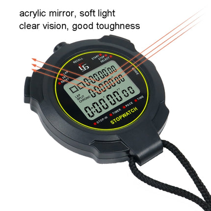 YS Stopwatch Timer Training Fitness Competition Stopwatch, Style: YS-730 30 Memories(Black)-garmade.com
