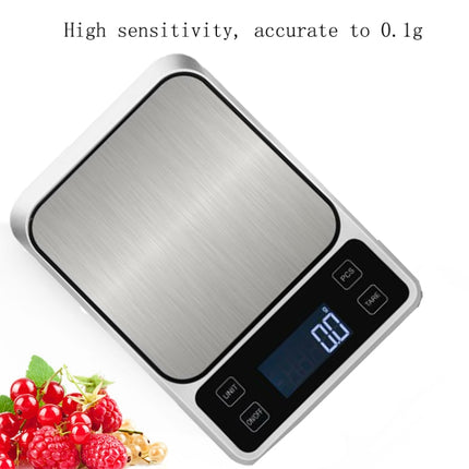 Stainless Steel Food Baking Scale Small Bench Scale Kitchen Electronic Scale English 5kg/1g-garmade.com