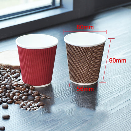 100 PCS 8oz Classic Black 260ml Thickened Anti-scalding Corrugated Coffee Cup-garmade.com