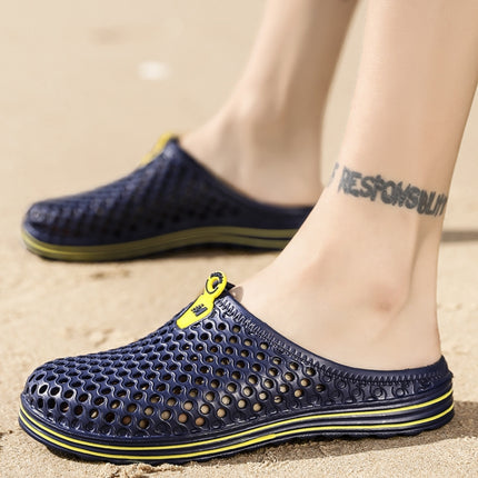 X902 Summer Beach Shoes Non-slip Flip Llops Couple Slippers Men Hole Shoes, Size: 36(Blue)-garmade.com
