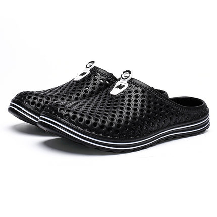 X902 Summer Beach Shoes Non-slip Flip Llops Couple Slippers Men Hole Shoes, Size: 38(Black)-garmade.com