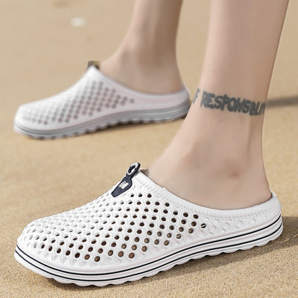 X902 Summer Beach Shoes Non-slip Flip Llops Couple Slippers Men Hole Shoes, Size: 42(White)-garmade.com