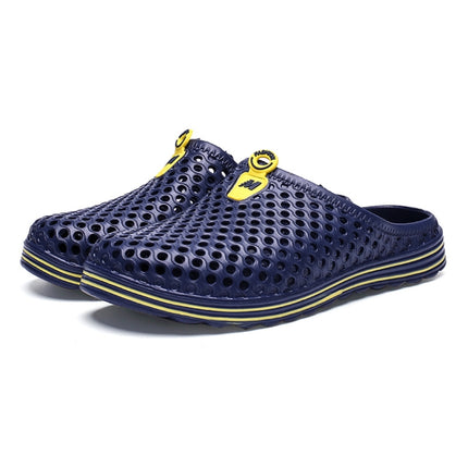 X902 Summer Beach Shoes Non-slip Flip Llops Couple Slippers Men Hole Shoes, Size: 42(Blue)-garmade.com