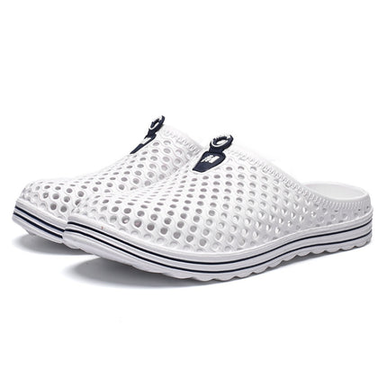 X902 Summer Beach Shoes Non-slip Flip Llops Couple Slippers Men Hole Shoes, Size: 45(White)-garmade.com