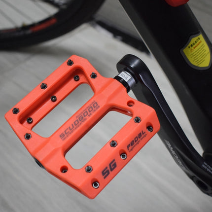 FMFXTR Mountain Bicycle Pedal Nylon Fiber Bearing Non-Slip Pedal(SG-12B Orange)-garmade.com