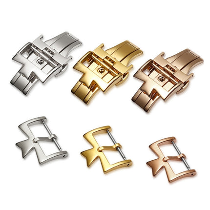 VC Stainless Steel Butterfly Pin Buckle Watch Accessories, Style: 14mm Buckle(Rose Gold)-garmade.com