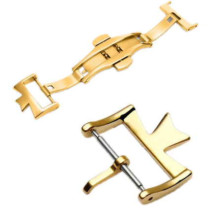 VC Stainless Steel Butterfly Pin Buckle Watch Accessories, Style: 14mm Buckle(Gold)-garmade.com