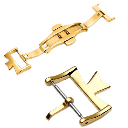 VC Stainless Steel Butterfly Pin Buckle Watch Accessories, Style: 16mm Buckle(Gold)-garmade.com