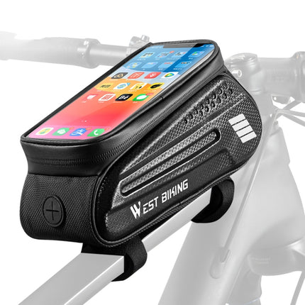 WEST BIKING Bicycle Hard Shell Front Beam Bag Mobile Phone Touch Screen Saddle Bag(Black)-garmade.com