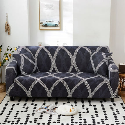Fabric High Elastic All Inclusive Lazy Sofa Cover, Size: 2 Persons(Simple Rhombus)-garmade.com