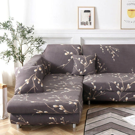 Fabric High Elastic All Inclusive Lazy Sofa Cover, Size: 3 Persons(Black Gray Geometry)-garmade.com