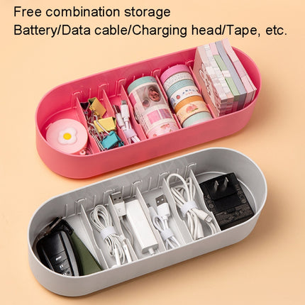 Household Battery Storage Box Data Cable Charger Storage Organizer Box, Color: Pink Single Layer-garmade.com