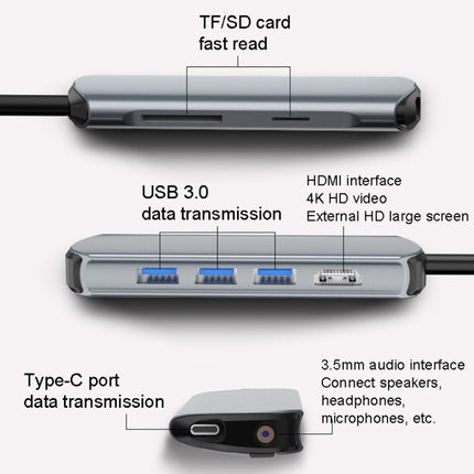 Type-C Extension Dock 8 In 1 Laptop Converter USB HUB Hub-garmade.com