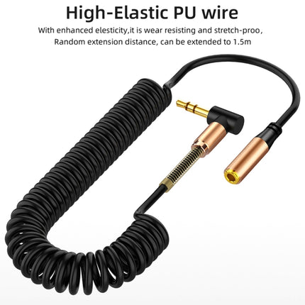 3.5mm Male To Female Spring AUX Extension Cable Speaker Audio Cable, Cable Length: 1.5m(Black)-garmade.com